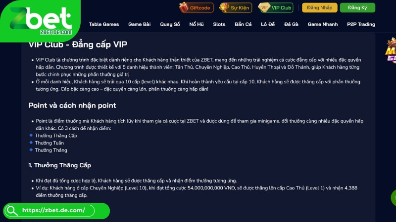 Điều kiện để hưởng đặc quyền VIP tại Zbet Điều kiện để hưởng đặc quyền VIP tại Zbet